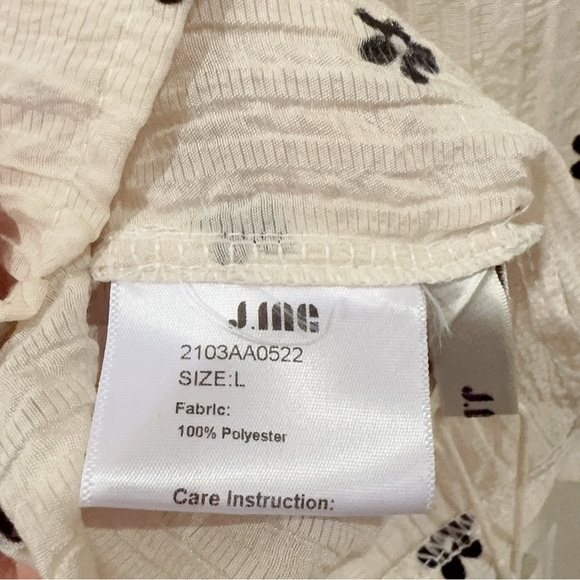 J.ING Cream with Black Floral Short Sleeve Button Down Blouse Top NWT Size M & L - Picture 9 of 9
